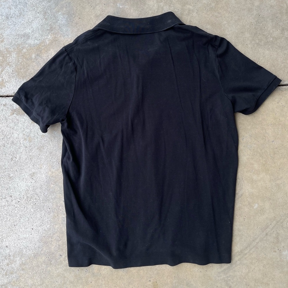 Polo Ralph Lauren Mens Large Black Short Sleeve Pique Polo Shirt White Pony Logo - Picture 2 of 5